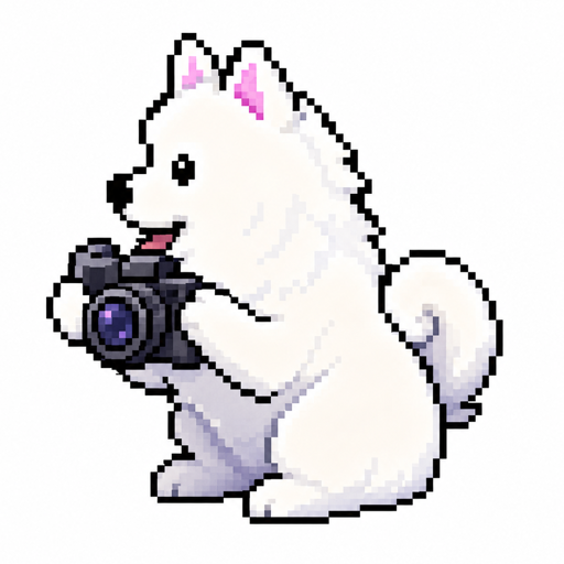 LivePhoto logo — a pixel-art Samoyed holding a camera.